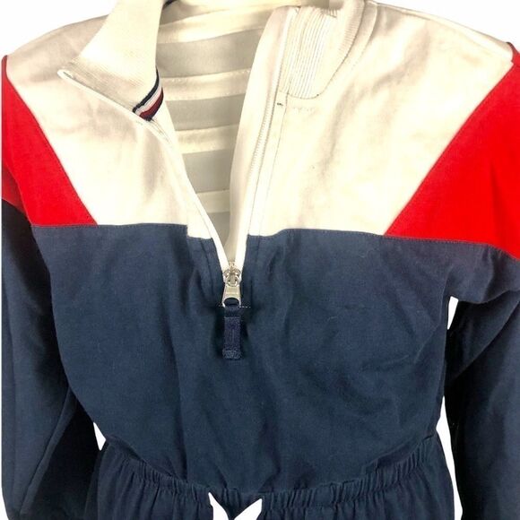 TOMMY JEANS RED WHITE & BLUE LONG SLEEVE MOCK NECK COLORBLOCK MINI DRESS L 12/14 - Picture 5 of 8
